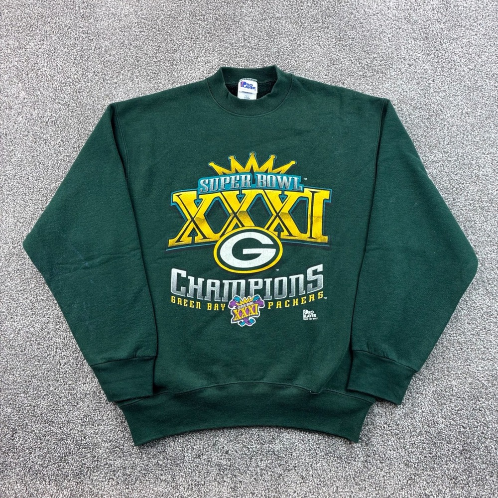 Vintage Green Bay Packers Sweatshirt Mens Large Green Super Bowl XXXI 1997